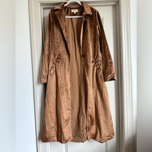 Faux Velvet Duster Jacket